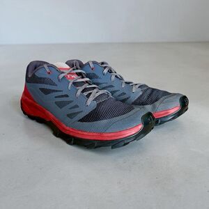 Salomon OUTline Men's 10 Gray Red Trail Hiking Shoes Contagrip 406790